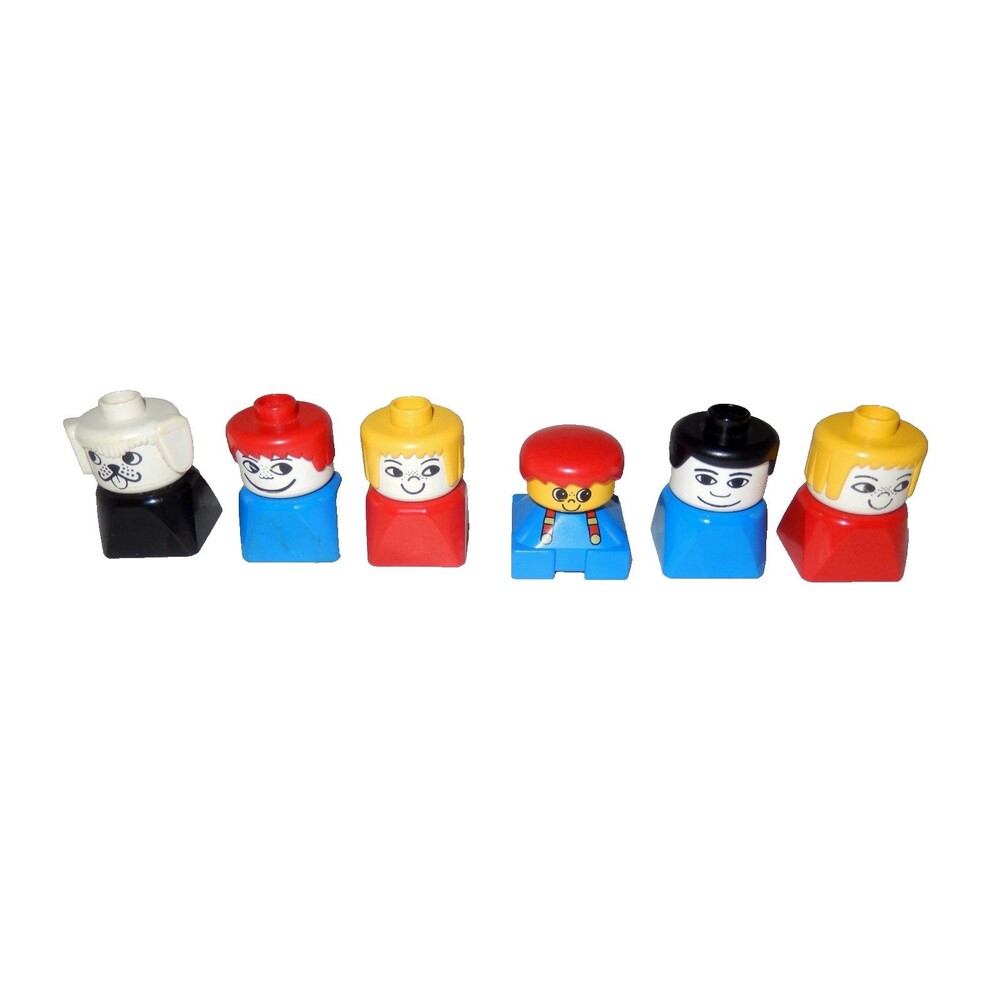 Vintage Lego Duplo People Figures Minifigures Moveable Heads Lot Of 6 - Picture 1 of 3